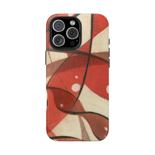 Red Monotype Print Phone Case – Unique, Artistic & Durable Protection