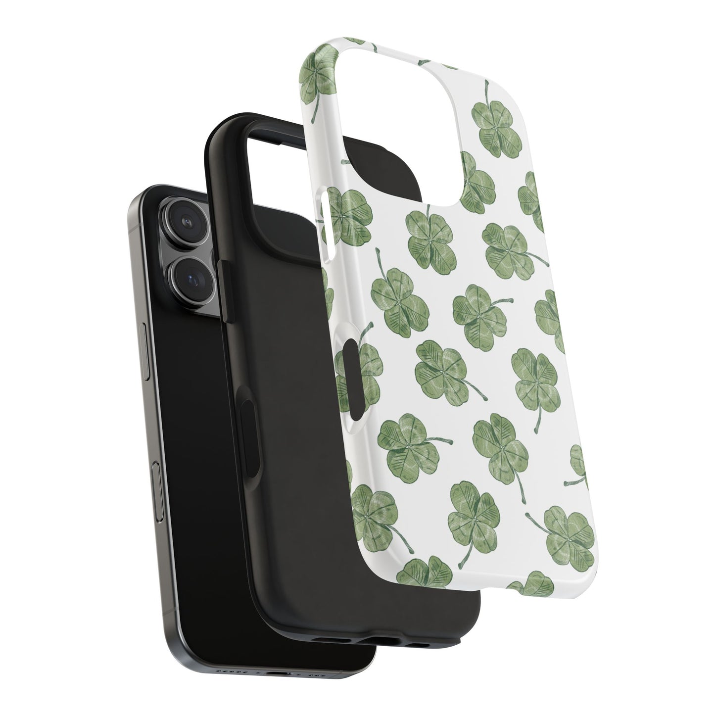 Four Leaf Clover Phone Case – Lucky Clover Pattern, St. Patrick's Day Shamrock Design, Green Clover Phone Cover, Protective Phone Shell