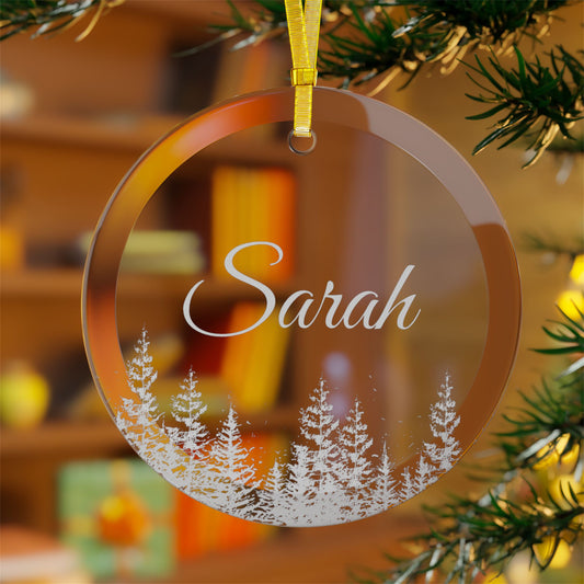 Personalized Tree Glass Ornaments, Christmas Tree Decorations, Custom Name Glass Baubles, Holiday Ornaments, Tree Ornament Gift, Festive