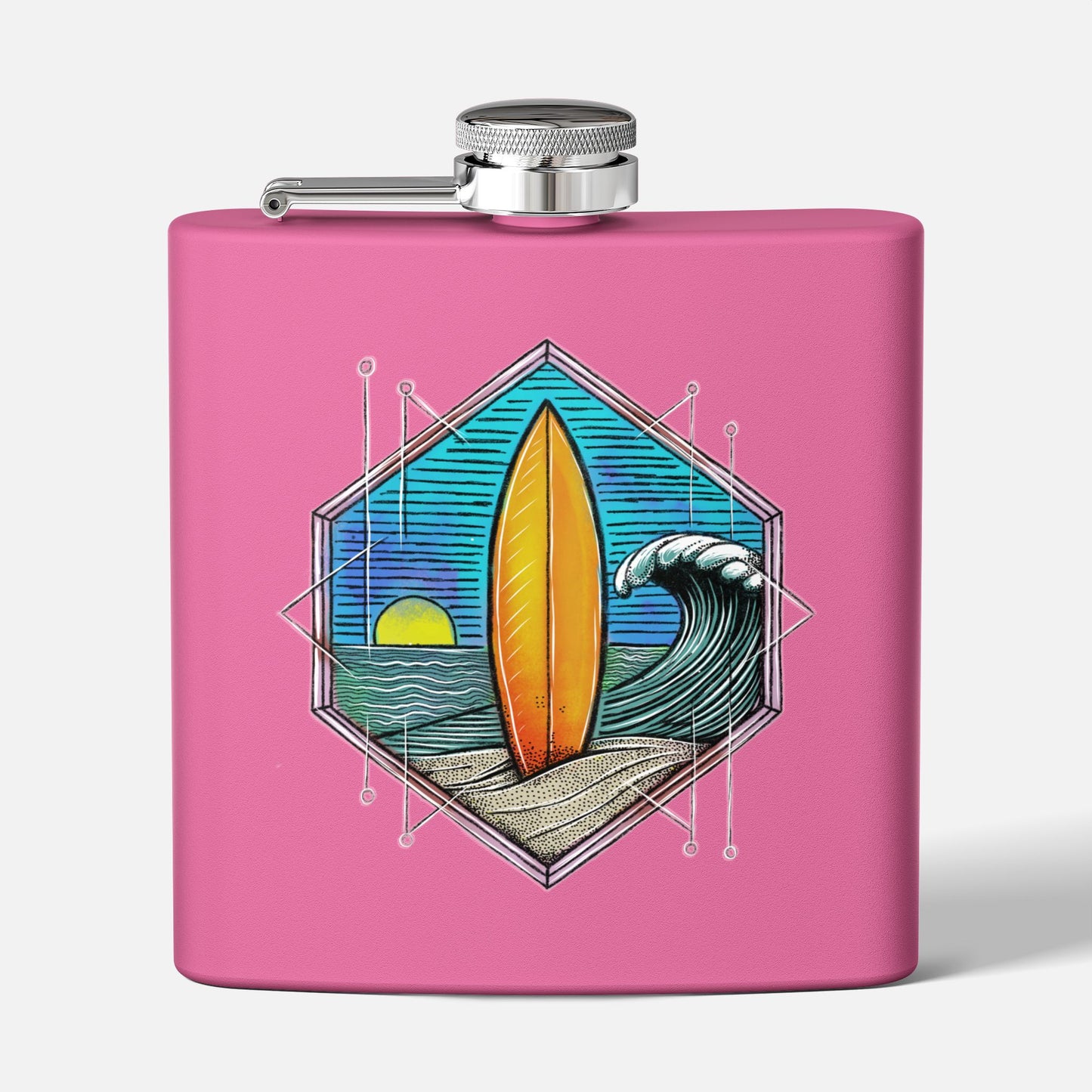 Ocean Wave and Surf Board Flask
