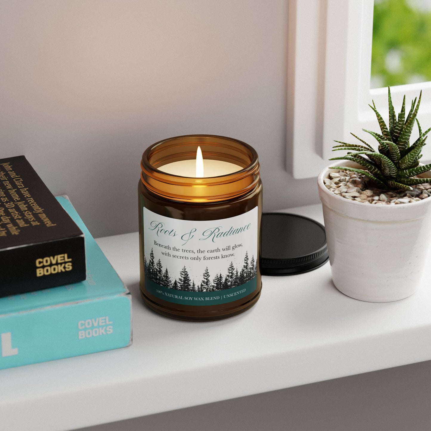 9oz Soy Candle - Illustrated Trees with Poem: Roots & Radiance