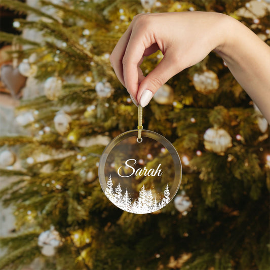 Personalized Tree Glass Ornaments, Christmas Tree Decorations, Custom Name Glass Baubles, Holiday Ornaments, Tree Ornament Gift, Festive