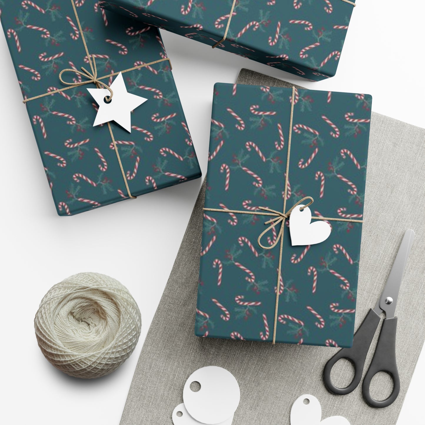 Unique Wrapping Paper - Candy Cane and Holly Pattern