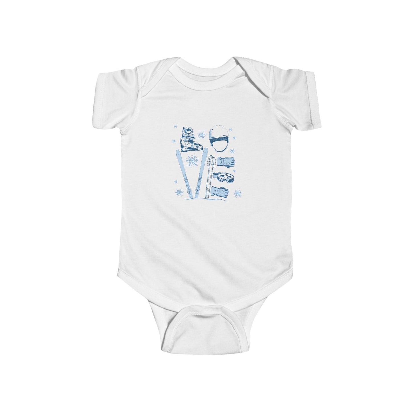 Ski LOVE Baby Bodysuit | Hand-Drawn Ski Equipment Design