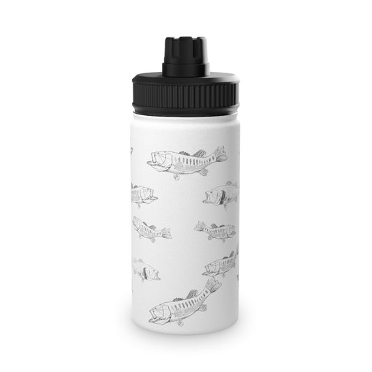 Largemouth Bass Pattern Water Bottle – Stainless Steel with Sports Lid