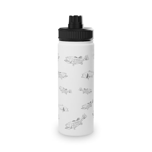 Largemouth Bass Pattern Water Bottle – Stainless Steel with Sports Lid
