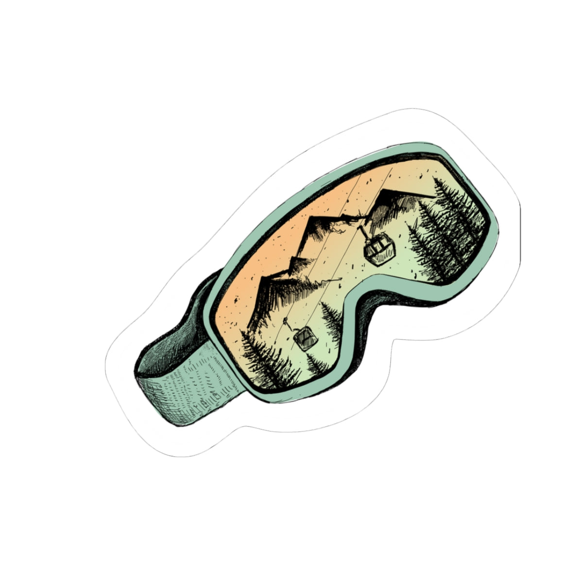 Colorful Ski & Snowboard Goggles Sticker – Mountain Reflection Design