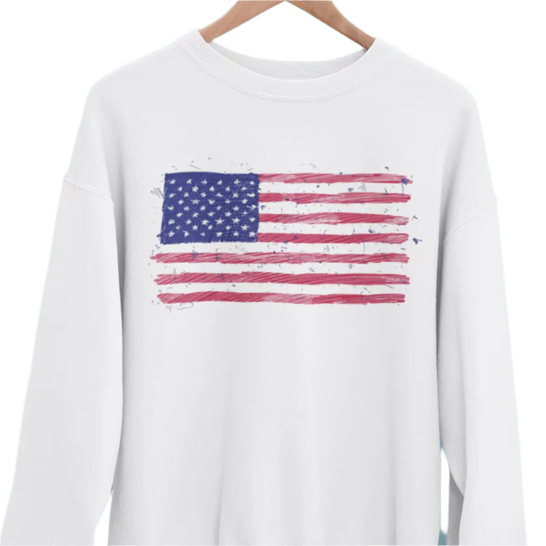 Adult American Flag Crewneck | Unisex Fit