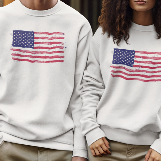 Adult American Flag Crewneck | Unisex Fit