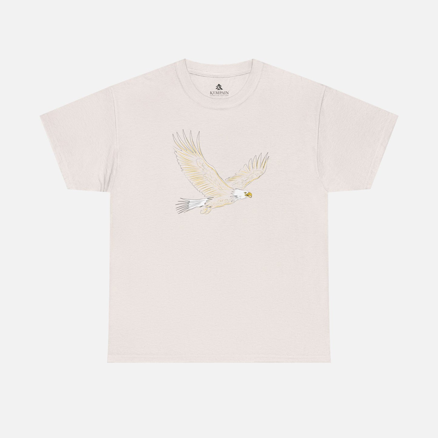 Bald Eagle T-Shirt in Tan on a white background, featuring a bold illustrated eagle design, perfect for patriots and wildlife enthusiasts.