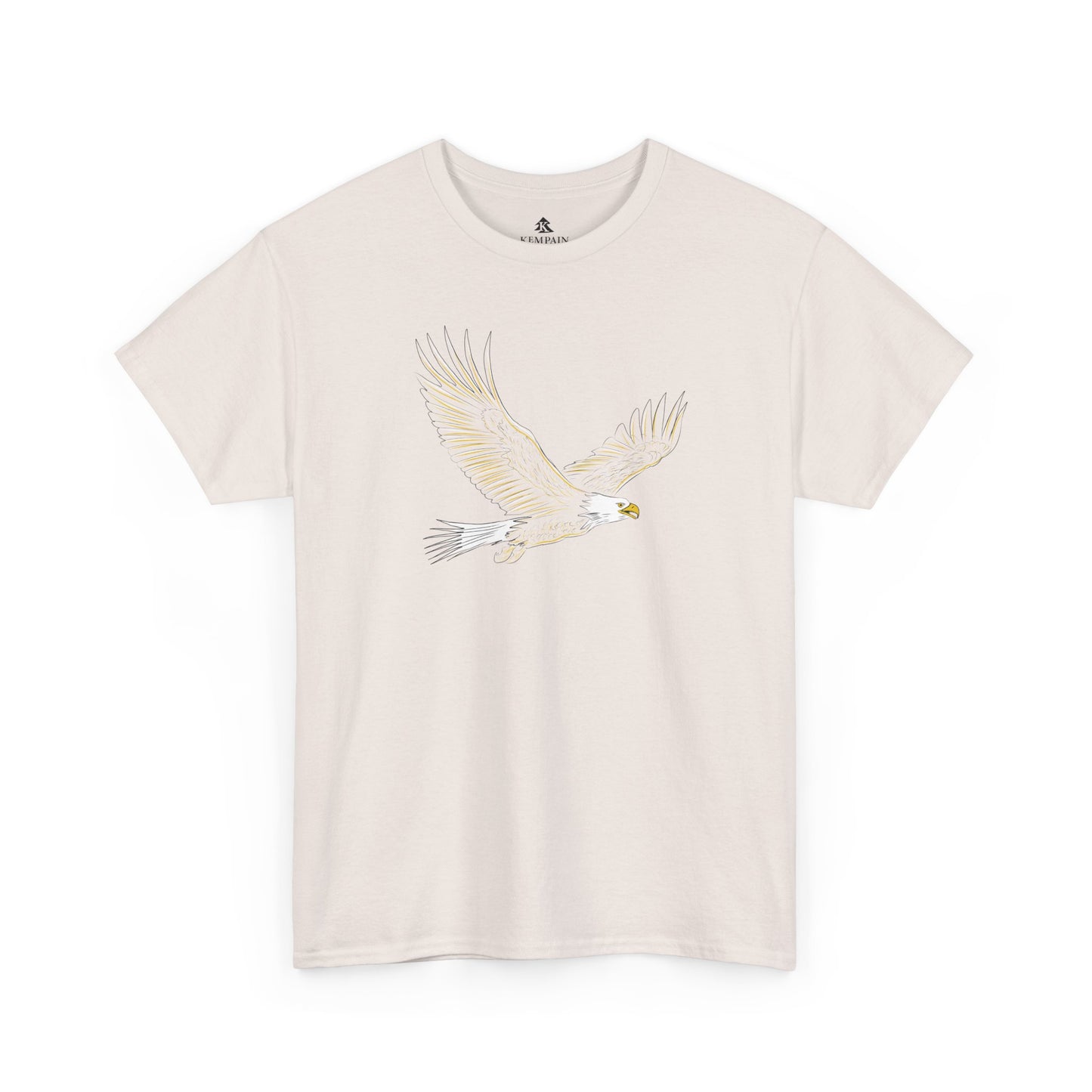 Bald Eagle T-Shirt in Tan on a white background, featuring a bold illustrated eagle design, perfect for patriots and wildlife enthusiasts.