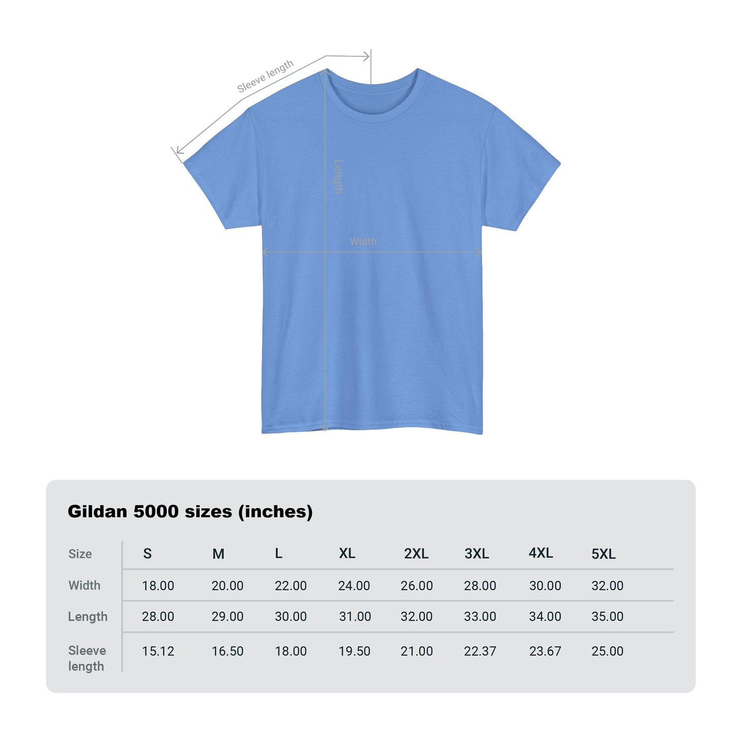 Size chart for Bald Eagle T-Shirt, providing detailed measurements to ensure a comfortable fit for those who love patriotic and nature-inspired apparel.
