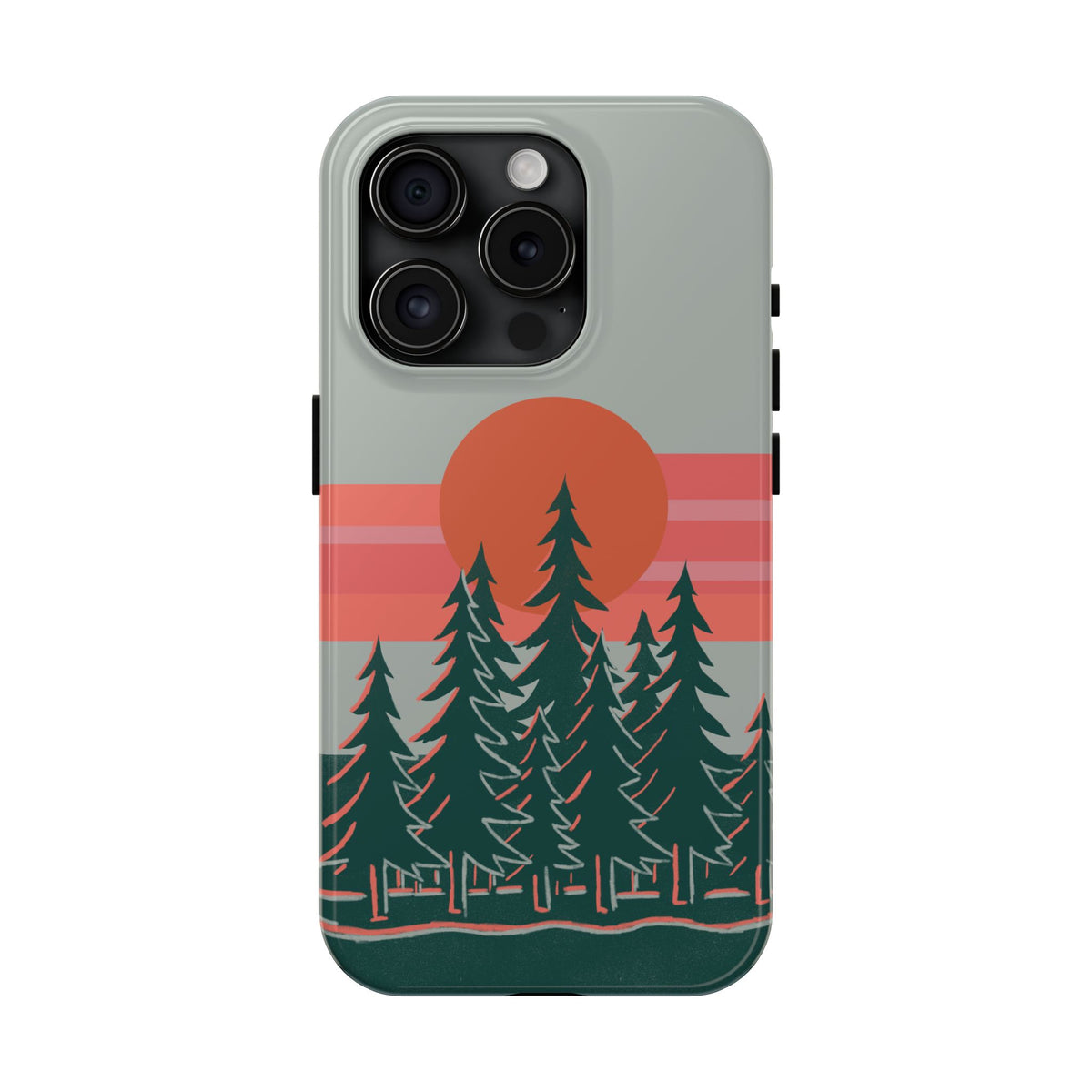 The Sunset Pines Phone Case for iPhone 15 Pro by Kempain