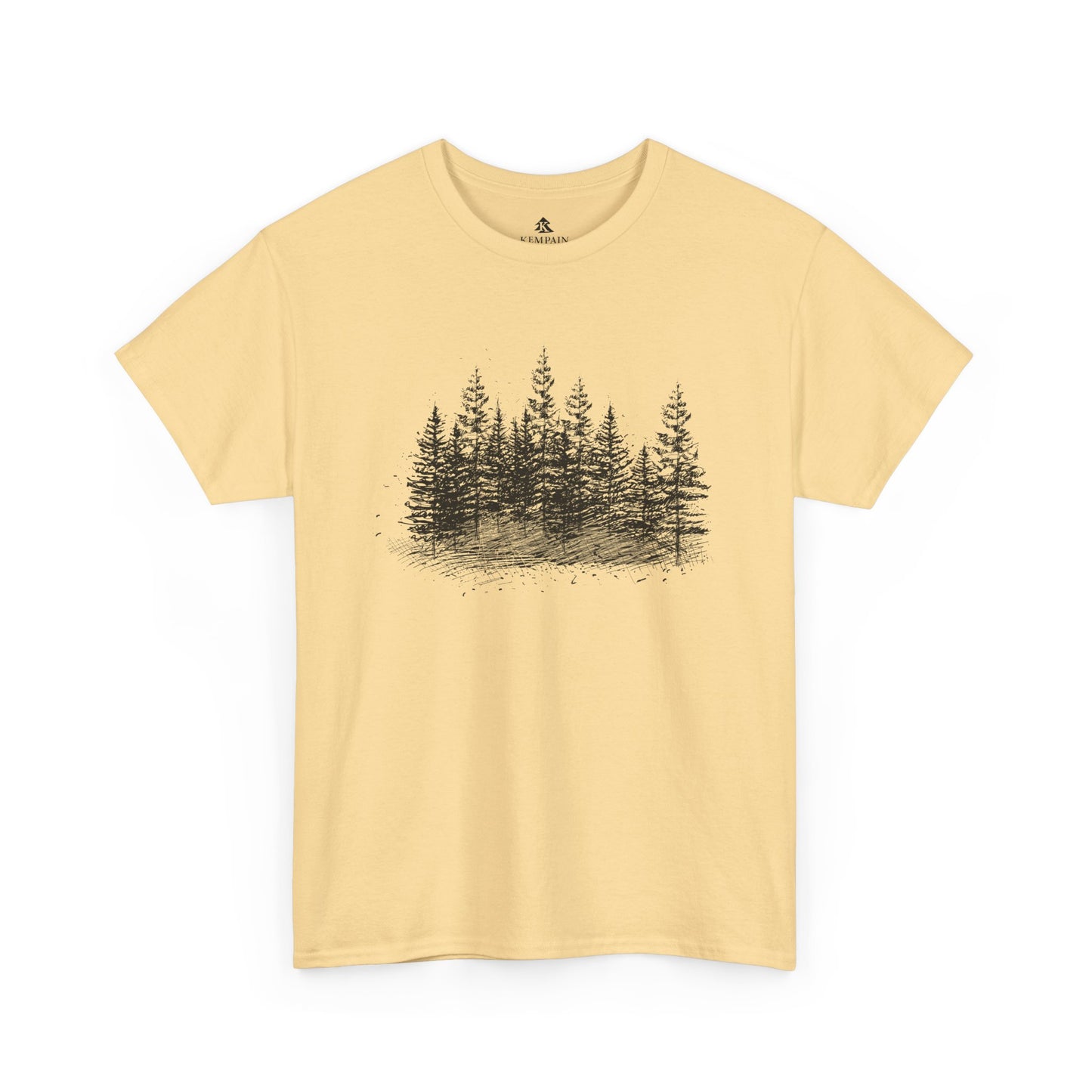 The Timber Line 100 percent cotton Unisex T-Shirt by Kempain, Yellow Haze, available in sizes Small through 5XL.