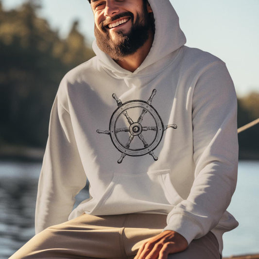 Men's Vintage Ship Wheel Hoodie | Unisex Fit