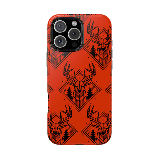 Antler Buck iPhone Case in orange, front view on a white background, featuring a bold antler and buck design for hunters.