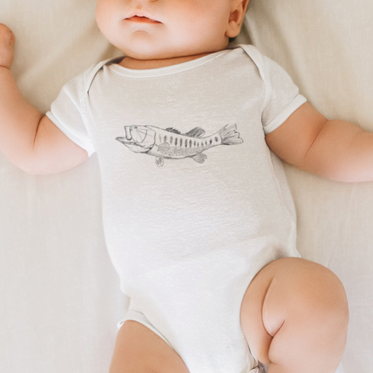 Largemouth Bass Baby Bodysuit | Fishing-Themed Infant Outfit