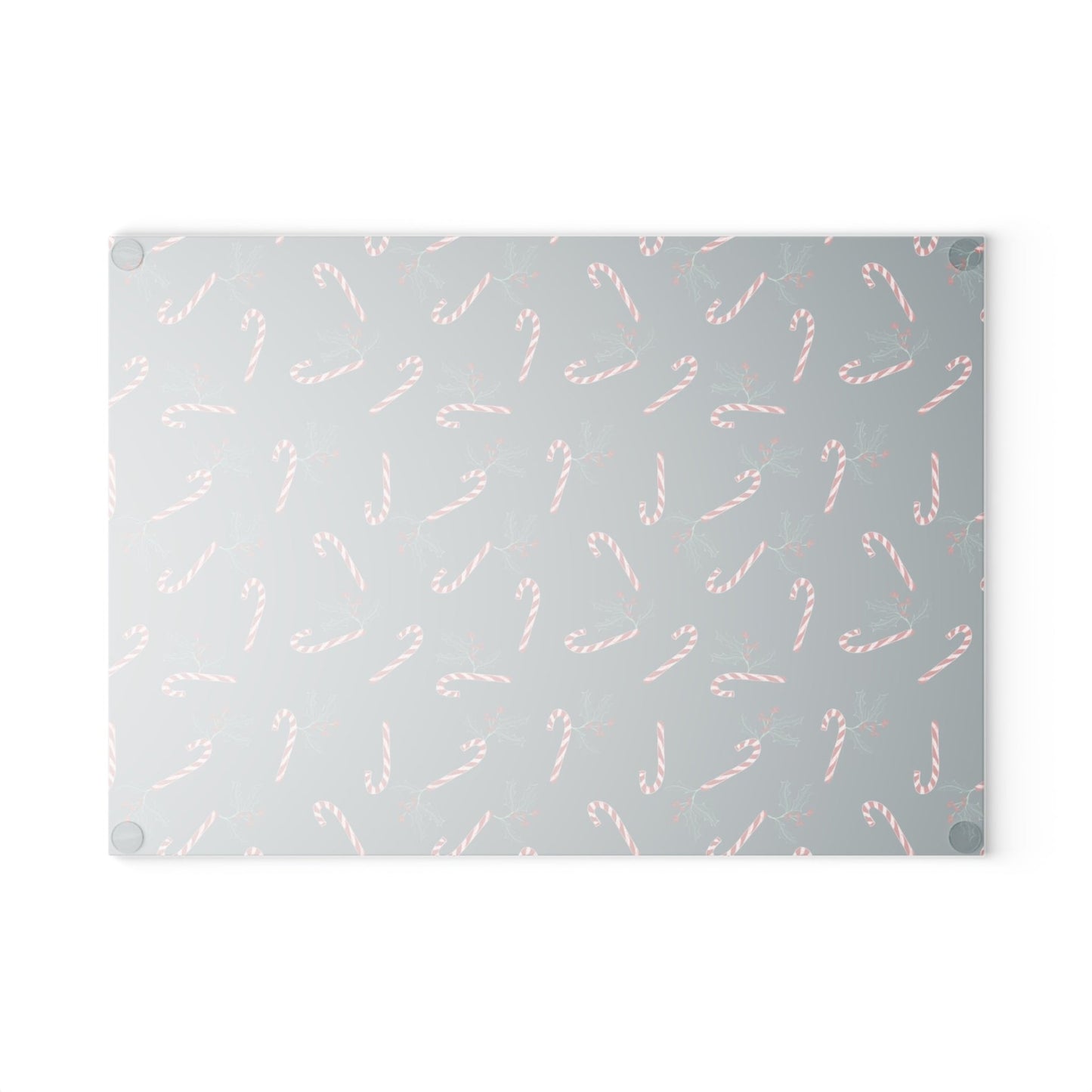 Back view of a glass cutting board, displayed on a white background, showcasing the smooth surface and functional design.
