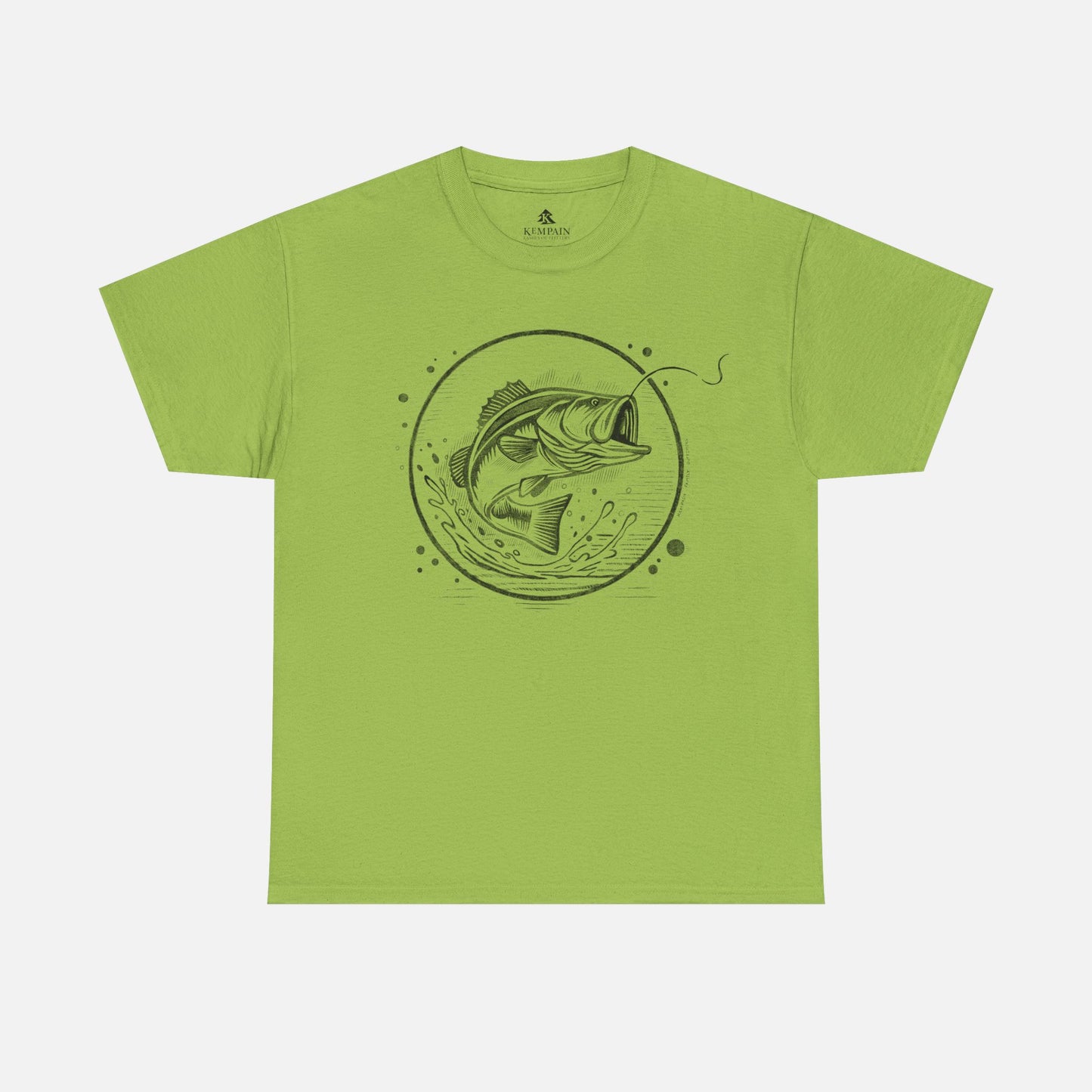 Bass Jumping Geometric Tee in ice green on a white background, showcasing a dynamic fish design for outdoor adventurers and nature lovers.