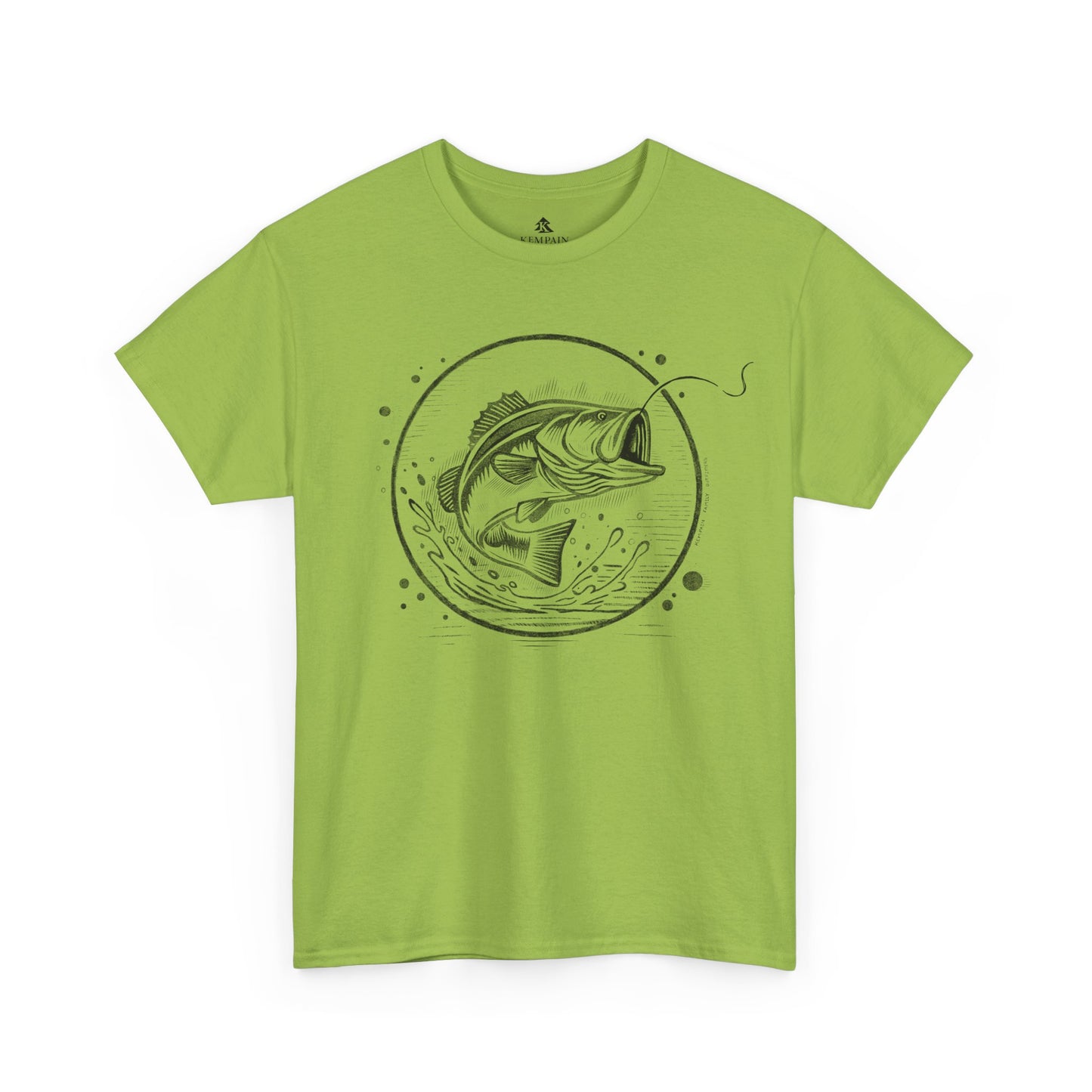 Bass Jumping Geometric Tee in ice green on a white background, showcasing a dynamic fish design for outdoor adventurers and nature lovers.