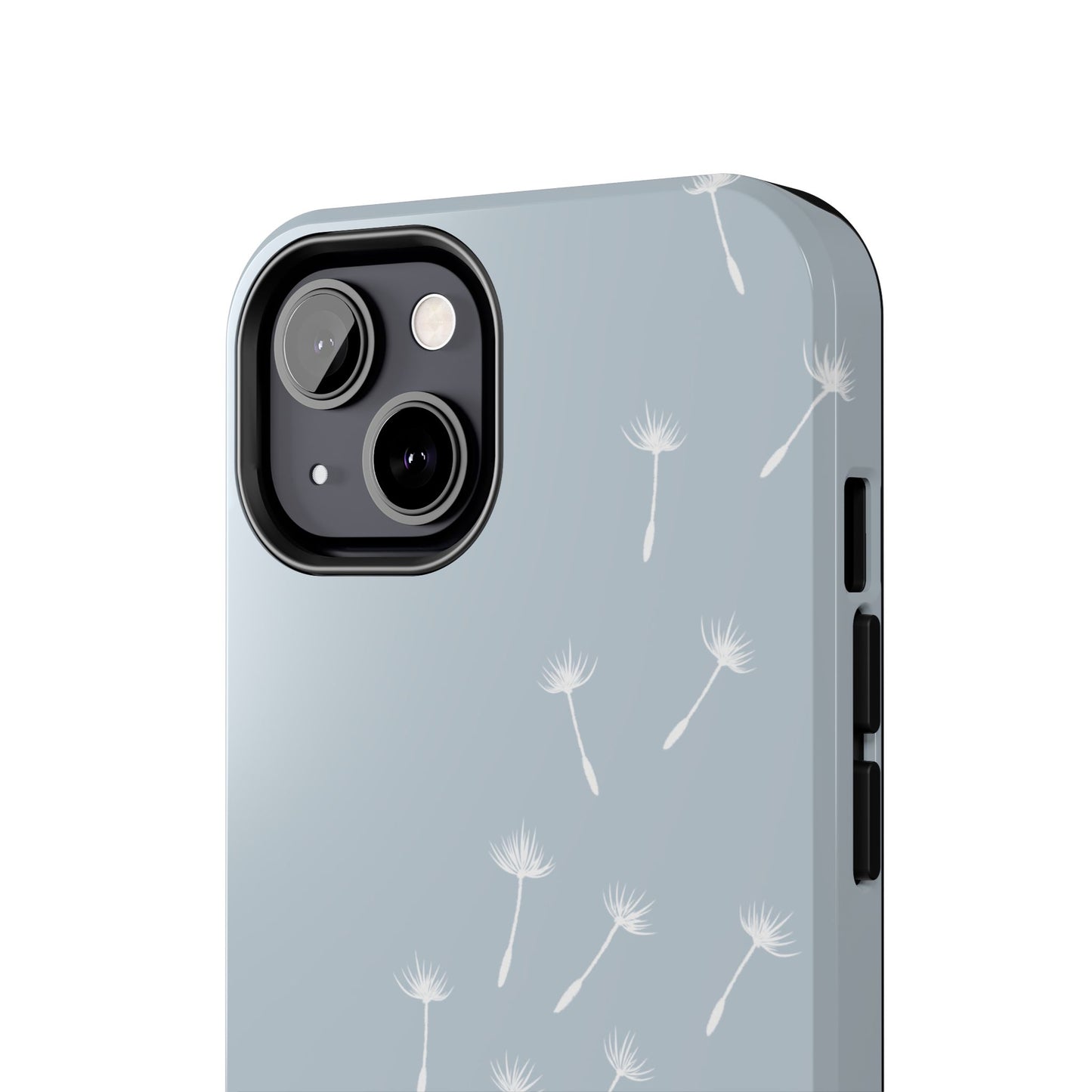 Close-up front of Dandelion Phone Case displayed on a white background, highlighting its artistic and elegant design