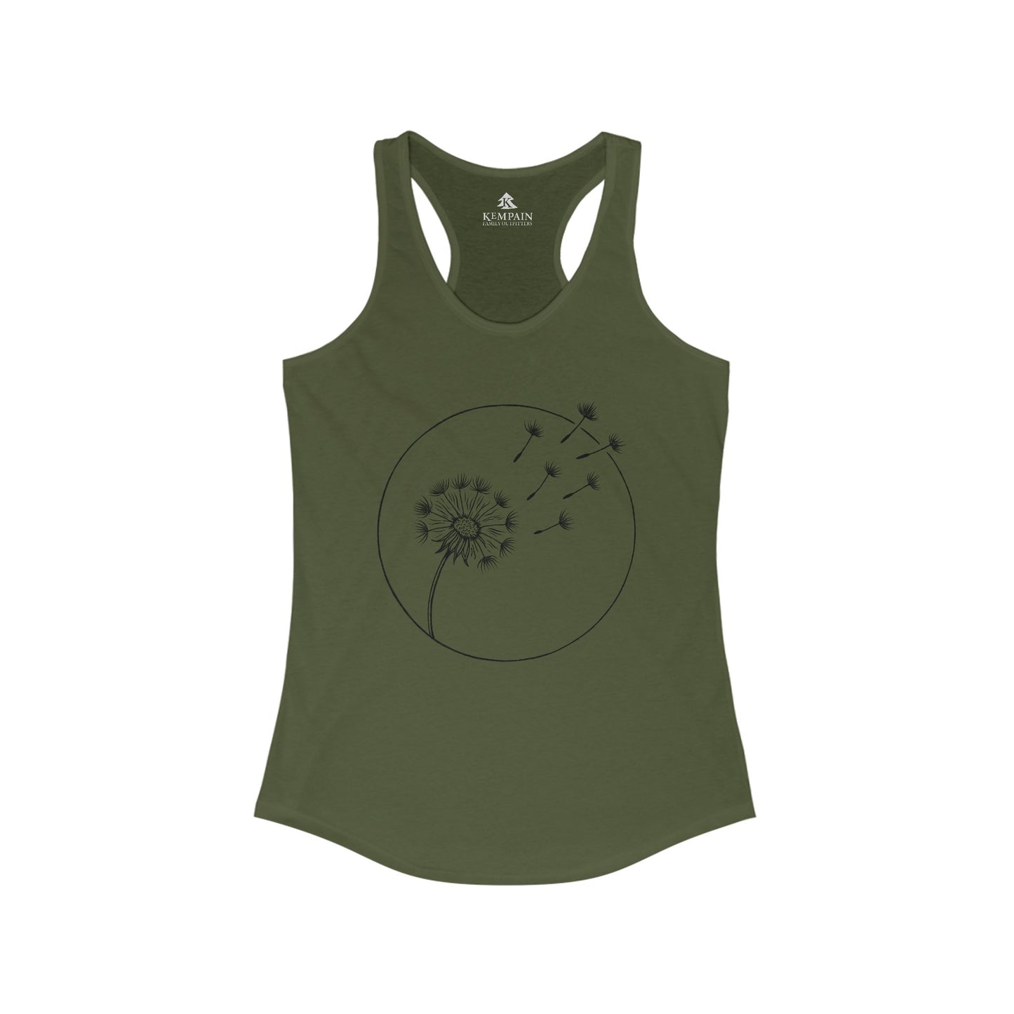 Dandelion Breeze solid military green displayed on a white background, showcasing the elegant nature-inspired design.