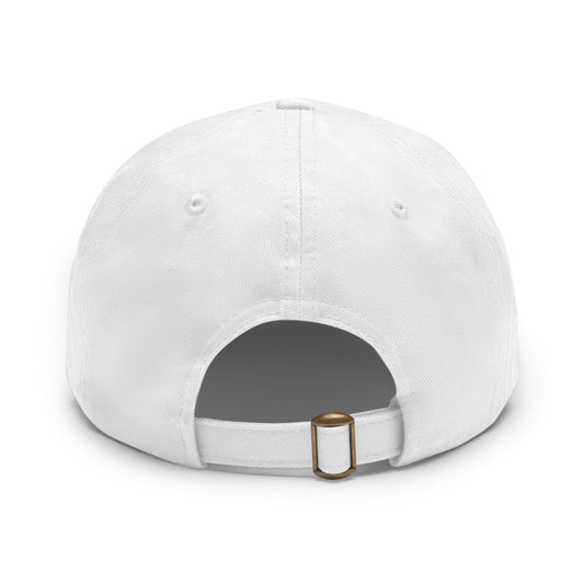 Back view of white option of the Geometric Buck Dad Hat on a white background, featuring an adjustable strap and relaxed, unstructured fit perfect for outdoor wear.