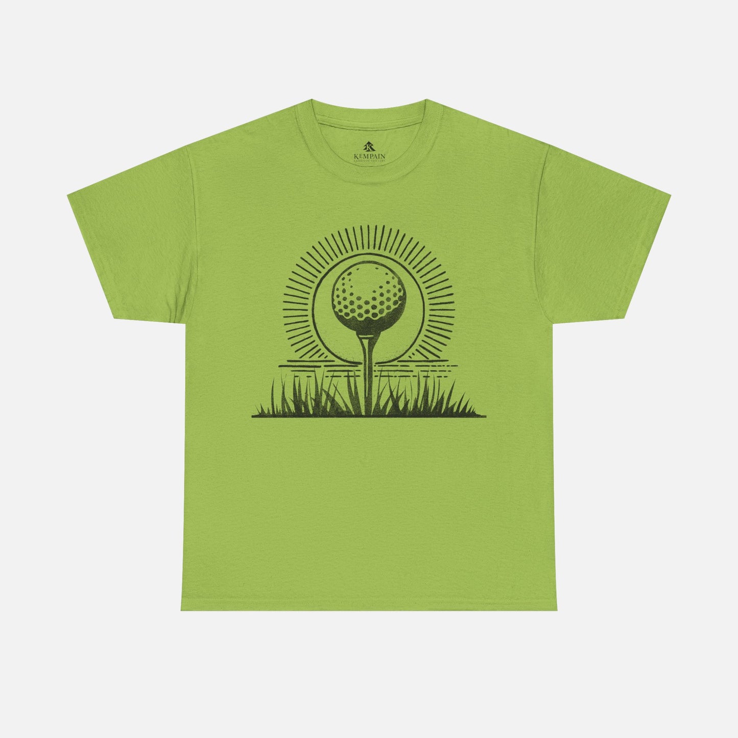 Geometric Golf Ball T-Shirt in green on a white background, designed for golfers who love sporty and stylish apparel.