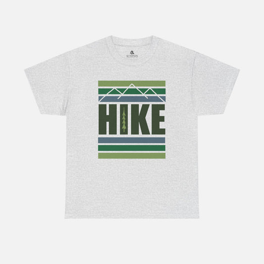 Gray Ash Hike Mountain Graphic T-Shirt front view on a white background, featuring a bold mountain and tree design, perfect for hikers and outdoor enthusiasts.