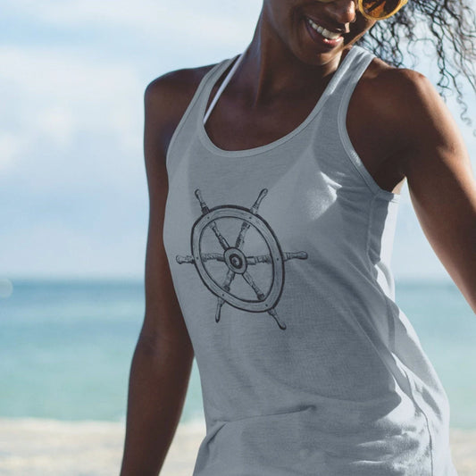 Ship Wheel Graphic Racerback Tank Top