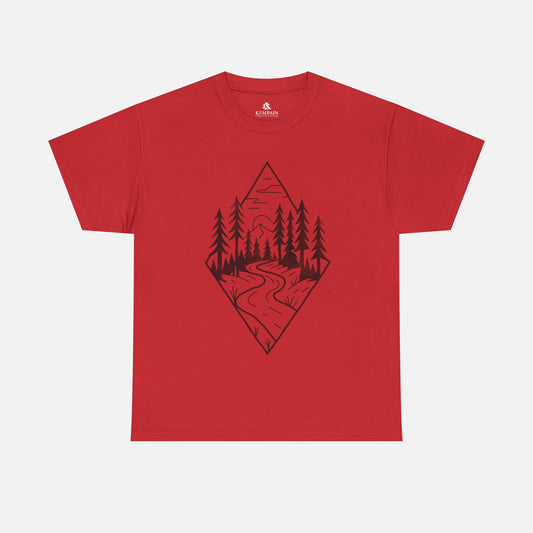 Red Winding Path Tee Inspired by winding paths, towering trees, and the quiet serenity of the forest, the Trailblazer Tee features our Timberline Trails hand-drawn nature path illustration.