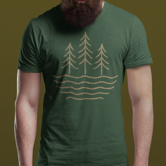 Waves & Timber Line Adult Cotton Tee | Unisex Fit