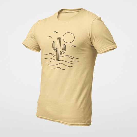 Men's Minimalist Desert Cactus Line Art T-Shirt