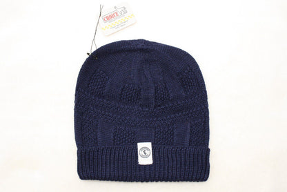 100 percent baby alpaca knit winter hat by Purely Alpaca in Navy color option on a white background.