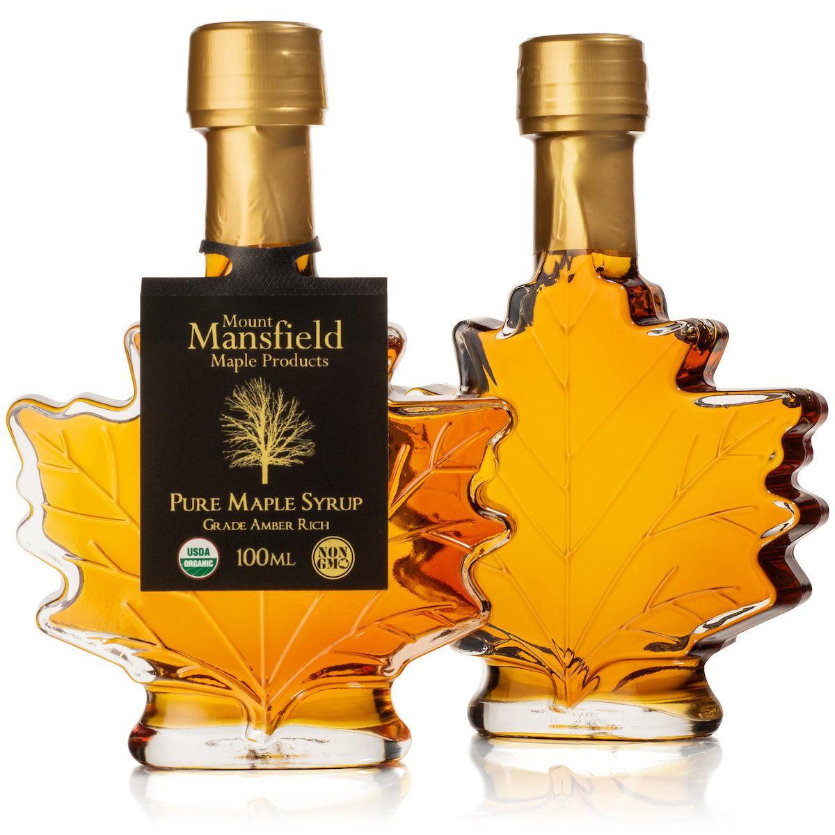 100ml Vermont Maple Leaf Favor Bottle of Organic Pure Vermont Maple Syrup Favors for by Mount Mansfield Maple Products