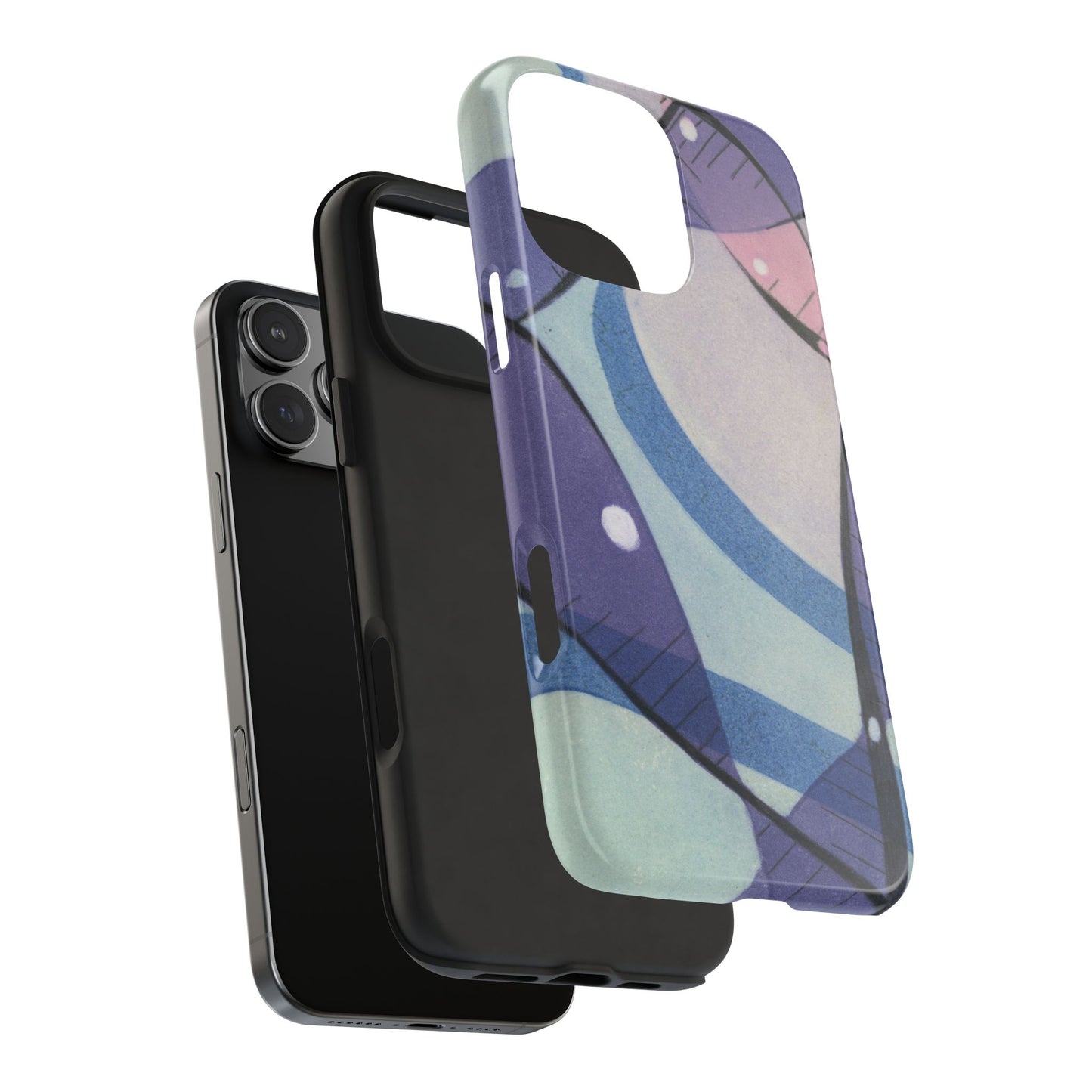 Purple, Pink, Blue Monotype Print Phone Case – Unique, Artistic & Durable Protection