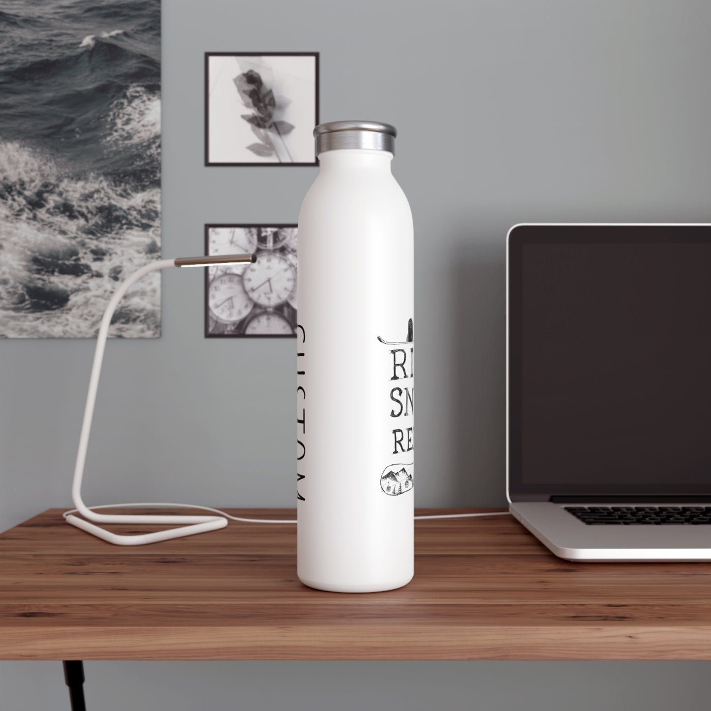 20 oz Ride Snow Repeat Water Bottle | Personalized