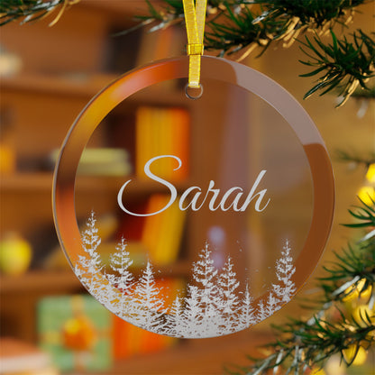Personalized Tree Glass Ornaments, Christmas Tree Decorations, Custom Name Glass Baubles, Holiday Ornaments, Tree Ornament Gift, Festive