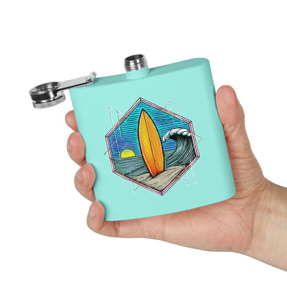Ocean Wave and Surf Board Flask