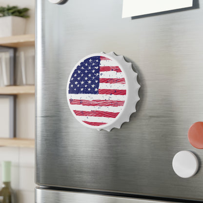 American Flag Bottle Opener Magnet – Patriotic 2-in-1 Fridge Accessory
