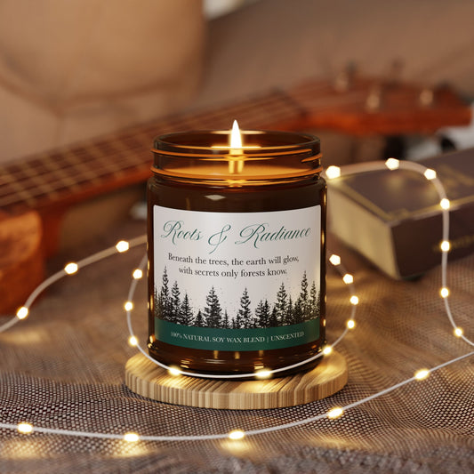 9oz Soy Candle - Illustrated Trees with Poem: Roots & Radiance