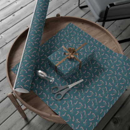 Unique Wrapping Paper - Candy Cane and Holly Pattern