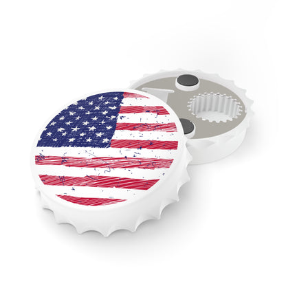 American Flag Bottle Opener Magnet – Patriotic 2-in-1 Fridge Accessory