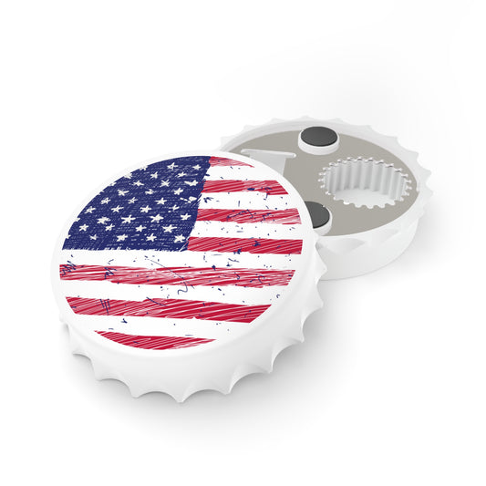 American Flag Bottle Opener Magnet – Patriotic 2-in-1 Fridge Accessory