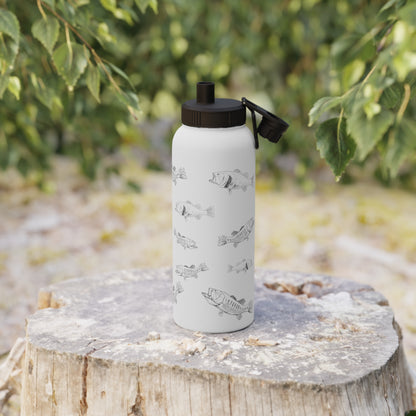 Largemouth Bass Pattern Water Bottle – Stainless Steel with Sports Lid