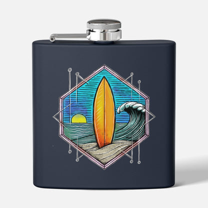 Ocean Wave and Surf Board Flask