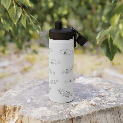 Largemouth Bass Pattern Water Bottle – Stainless Steel with Sports Lid