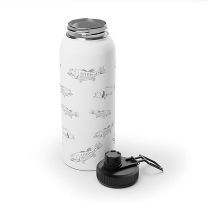 Largemouth Bass Pattern Water Bottle – Stainless Steel with Sports Lid