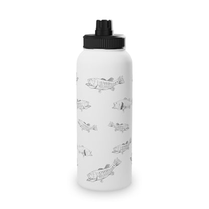 Largemouth Bass Pattern Water Bottle – Stainless Steel with Sports Lid