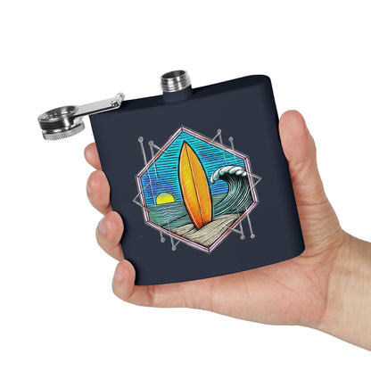 Ocean Wave and Surf Board Flask